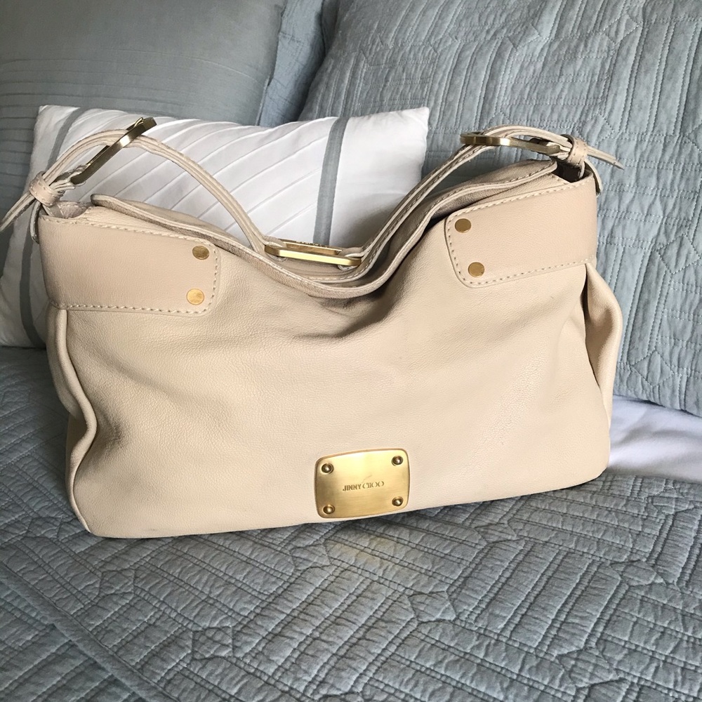 Jimmy Choo handbag tote in beige and gold